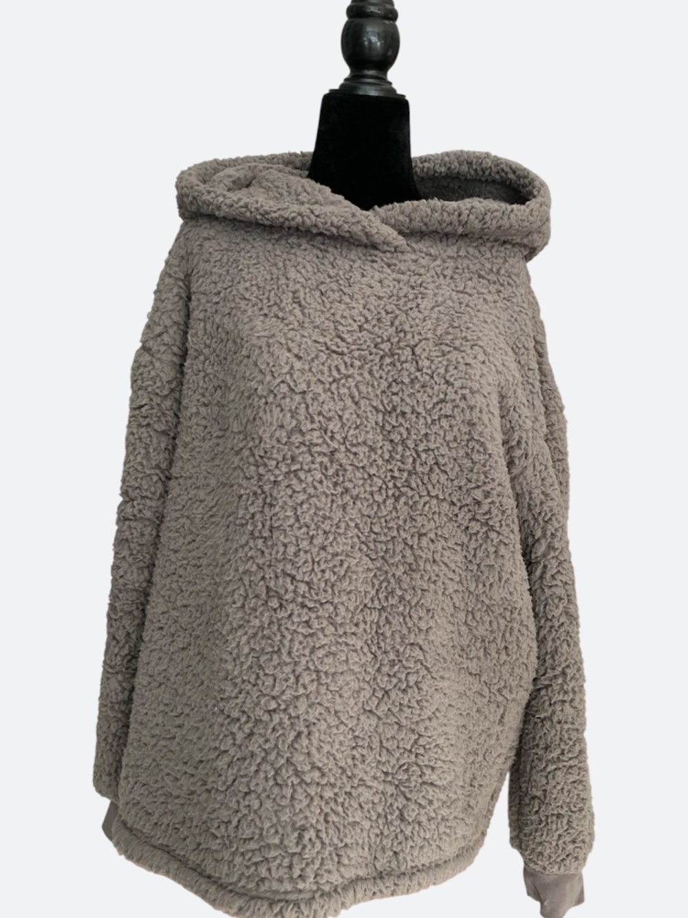 Nordstrom BP. Oversized Cozy Teddy Sherpa Pull Over Hoodie Grey Brown SZ M